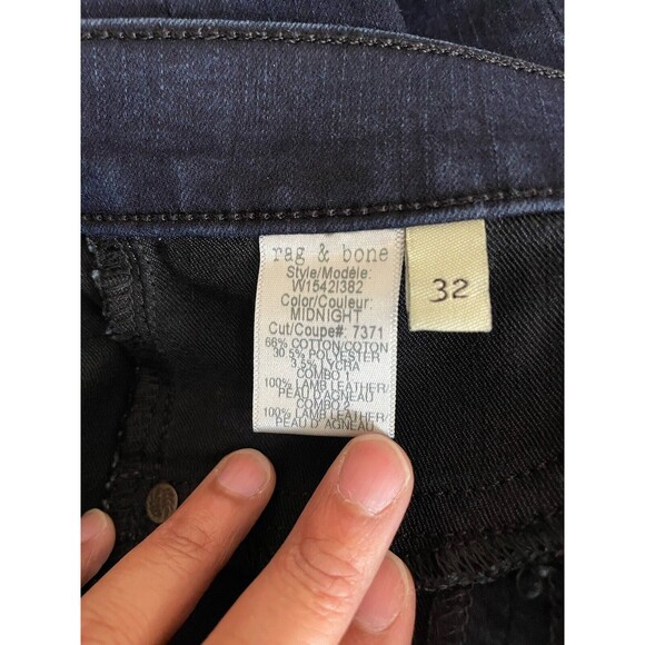 Rag & Bone Lamb Leather Panel Motocross Jeans in Midnight Size 32 - Picture 7 of 15